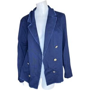 Belle by Kim Gravel Twill Front Knit Back Nautical Jacket Twilight Navy Large